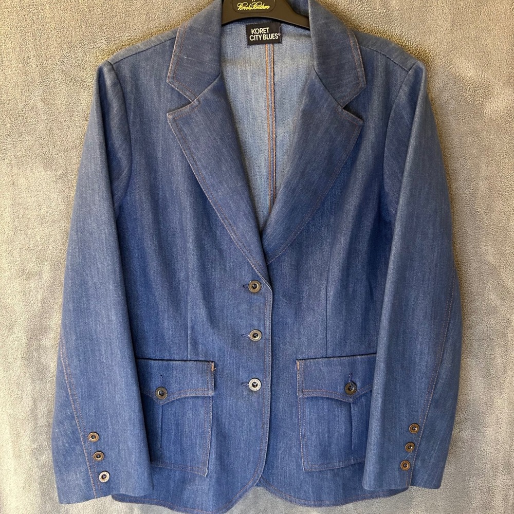 VTG Koret City Blues Womens Small Demim Blazer Jacket Medium Wash Union Made ll